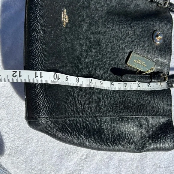 Coach Turnlock Tote Black Crossgrain Leather Large Shoulder black